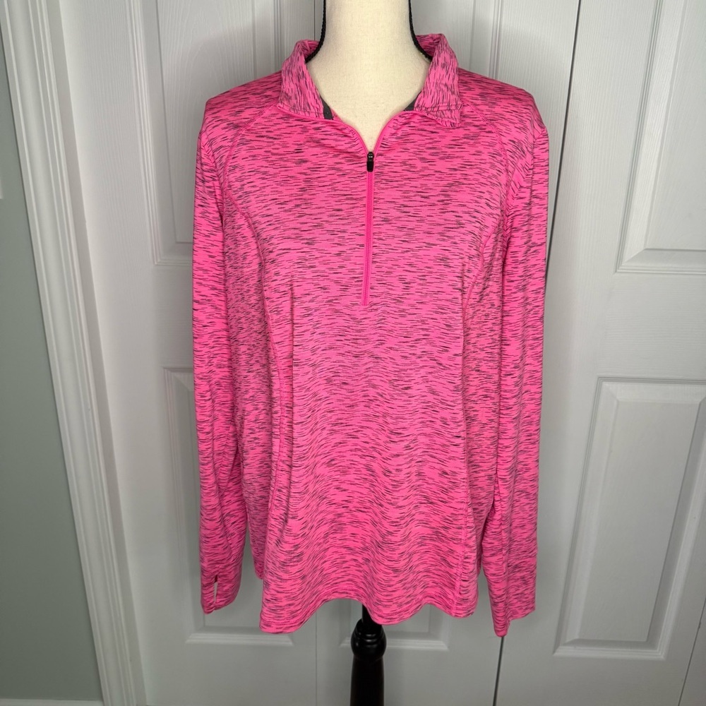 Athletic Pink and Black‎ quarter zip long sleeve pullover Size L activewear